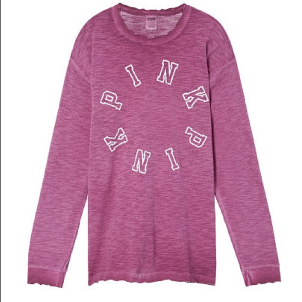 Brand New VS PINK Vintage Washed Ling Sleeve Tee